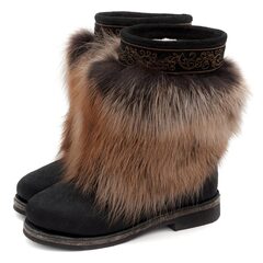 Унты укороченные женские из лисы и замши