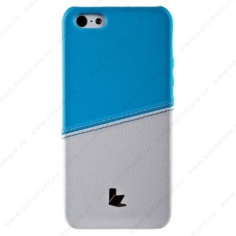 Накладка Jisoncase для iPhone SE/ 5s/ 5C/ 5 двухцветная белая/голубая JS-IP5-05H