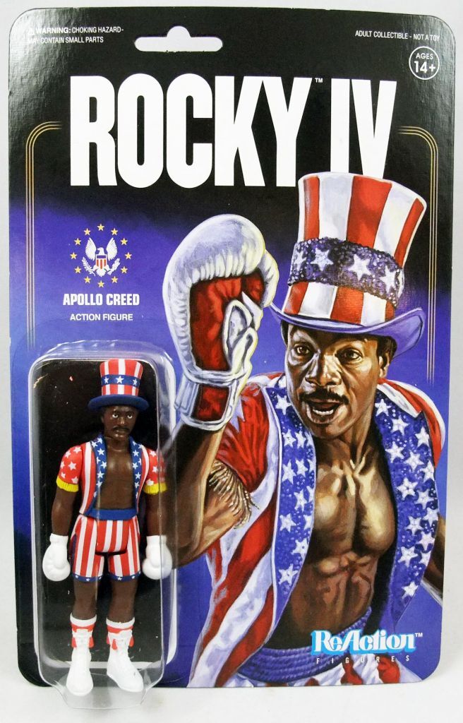 SUPER7 ReAction Figura Action Figure Di Apollo Creed – 10 Cm, 5 Punti Di Articolazione, Collezione Rocky