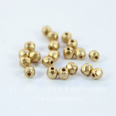 Бусина 2Tiny Шарик с огранкой, 2 мм, золотая матовая