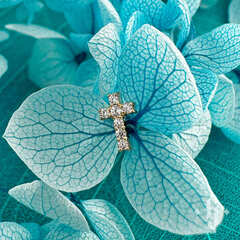 Накрутка "Crystal Cross 7 Stones" - Желтое золото - White CZ