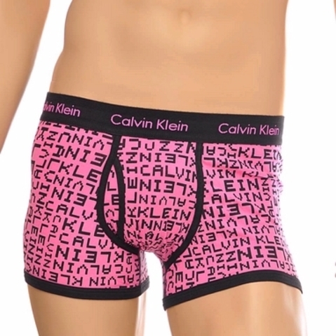 Мужские трусы боксеры Calvin Klein 365 print   Digital Font Pink