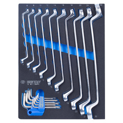 KING TONY (9-90119MRV) Набор накидных ключей и TORX Г-образных, ложемент, 19 предметов