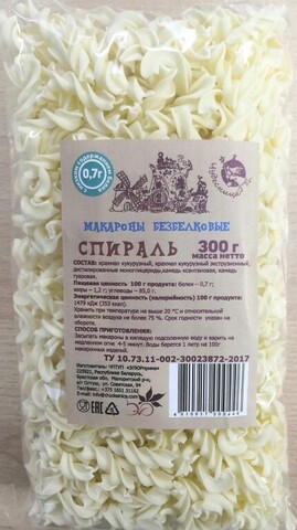 Макароны Спираль н/белк 300г Чудесница