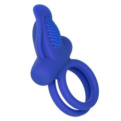 Синее перезаряжаемое эрекционное кольцо Silicone Rechargeable Dual Pleaser Enhancer - 
