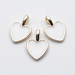 Подвеска Сердце, цвет золото+белый, размер 14*10 мм, цена за 1 шт