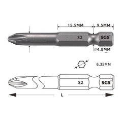 Бита PH1х110мм S2 1шт SGS 63110-4.5-PH1