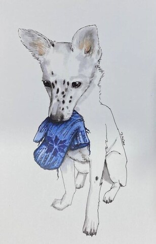 Открытка Зимняя собака с варежкой | Elizabeth Madar