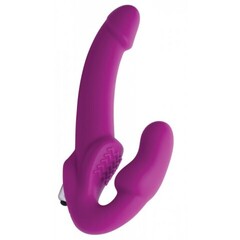 Безремневой вибро страпон Evoke Vibrating Strapless Silicone Strap-on Dildo, фиолетовый, 24 см