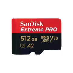 Карта памяти SanDisk 512GB Extreme UHS-I microSDXC 200MB/s + SD Adapter A2 C10 V30