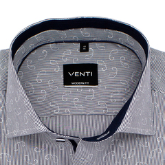 Рубашка Venti Modern Fit 103371300-100 серая в полоску и «турецкие огурцы»