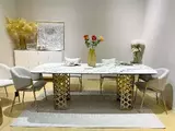 фото 1 Стол CHIAVARI 220 KL-188 Контрастный мрамор матовый, итальянская керамика / Шампань, DISAUR на profcook.ru