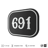 Номерок на дверь квартиры 691, для кабинета, офиса, шильдик 9 х 7 см, черный, Айдентика Технолоджи