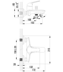 Смеситель для ванны с коротким изливом LEMARK plus ADVANCE – LM1202C