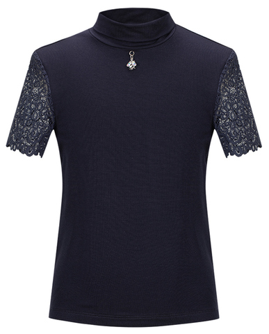 Синяя кружевная блузка AMADEO 122-170
