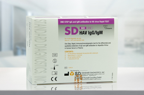 Гепатит А (Anti-HAV) ИХ экспресс-тест, IgG и IgM, 25 тест-кассет Standard Diagnostics, Inc., Корея