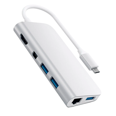 USB-концентратор Satechi Aluminum Type-C Multimedia Adapter, 4 разъема, Silver (Серебристый)