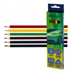 
          Карандаши цветные Alingar 6 цв., "Машины" деревянные, трехгранные, заточенные, грифель 2.8 мм, картон. уп., европодвес
