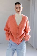 Кардиган альпака коралловый