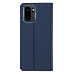 Чехол книжка из кожи синего цвета для OnePlus 15R, Ace 6 и 6T, серия Skin Pro Series от Dux Ducis