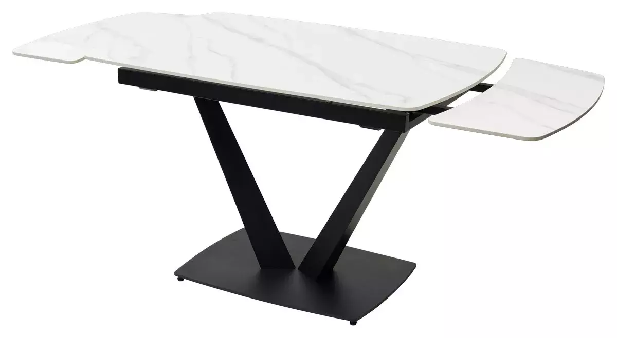 Стол ALATRI 120 MATT WHITE MARBLE SOLID CERAMIC / BLACK, DISAUR