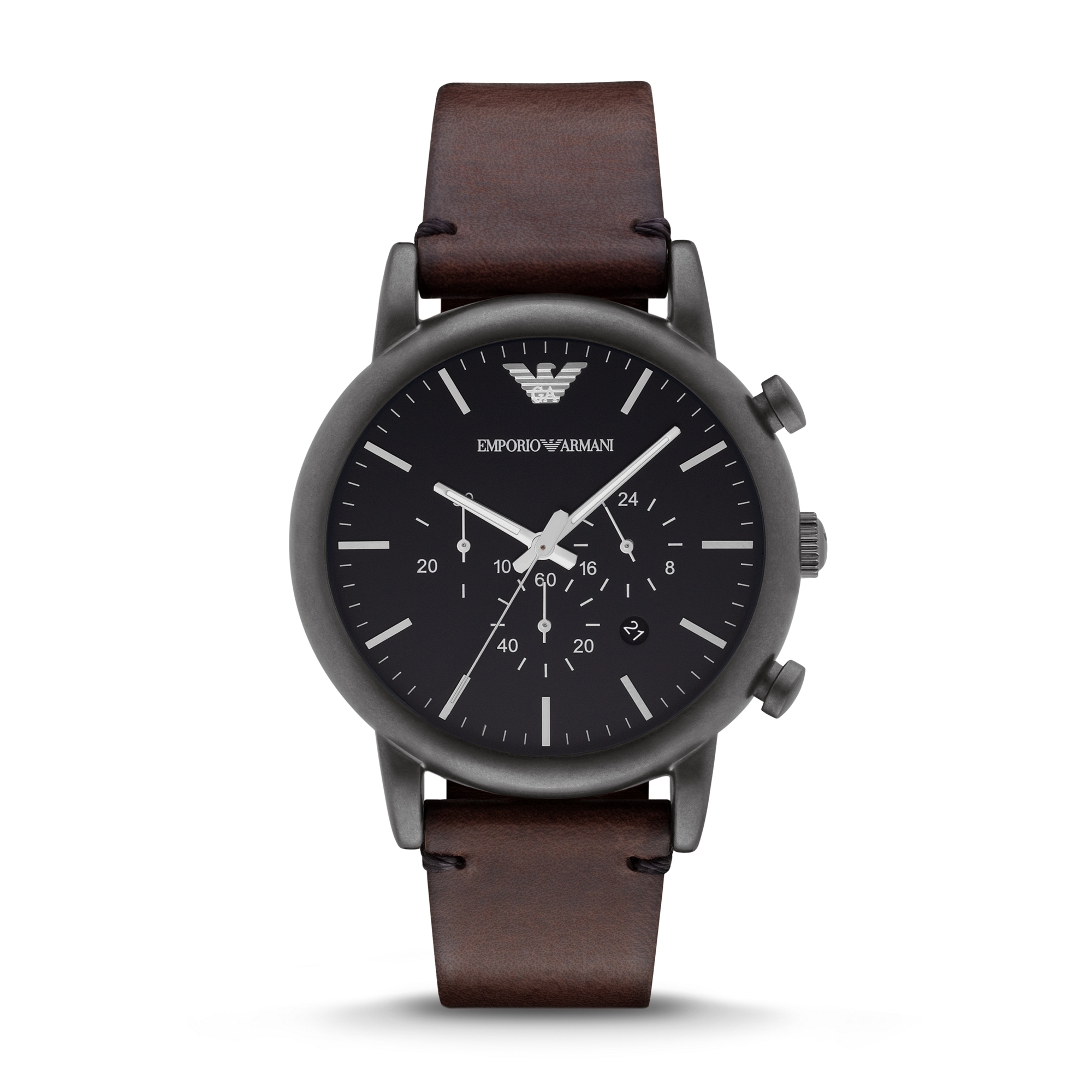 emporio armani man leather hybrid smartwatch