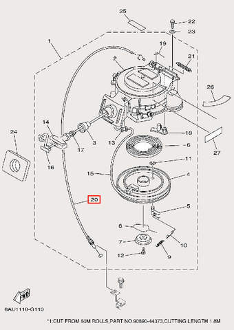 Трос блокировки стартера для лодочного мотора F9,9 Sea-PRO