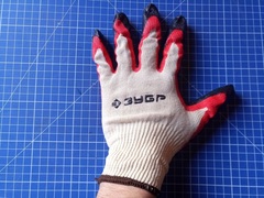 ЗУБР х2 ЗАЩИТА, L-XL, х/б перчатки с двойным латексным обливом, повышенной износостойкости, 13 класс, 10 пар (11459-K10)