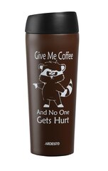 Ardesto Travel mug Coffee time Raccoon 450 ml, s/s, brown