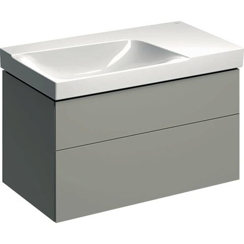 Шкафчик для раковины Geberit Xeno² с полкой, с двумя выдвижными ящиками: B=88см, H=53см, T=46.2см, Серый / Матовое покрытие