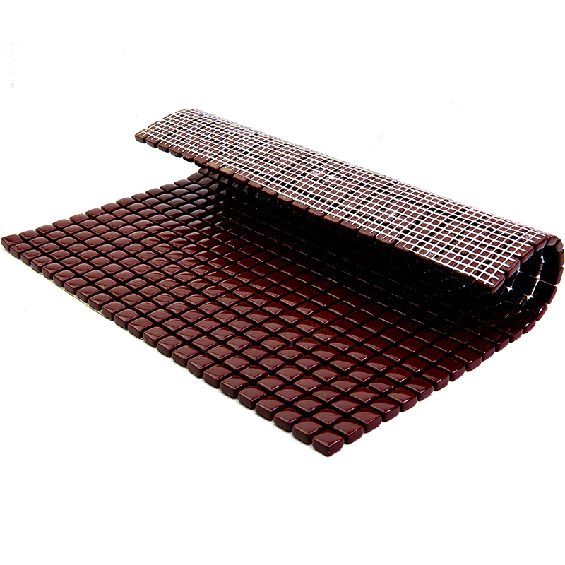 W-42 Стеклянная мозаичная плитка Natural Flex коричневый темный квадрат глянцевый