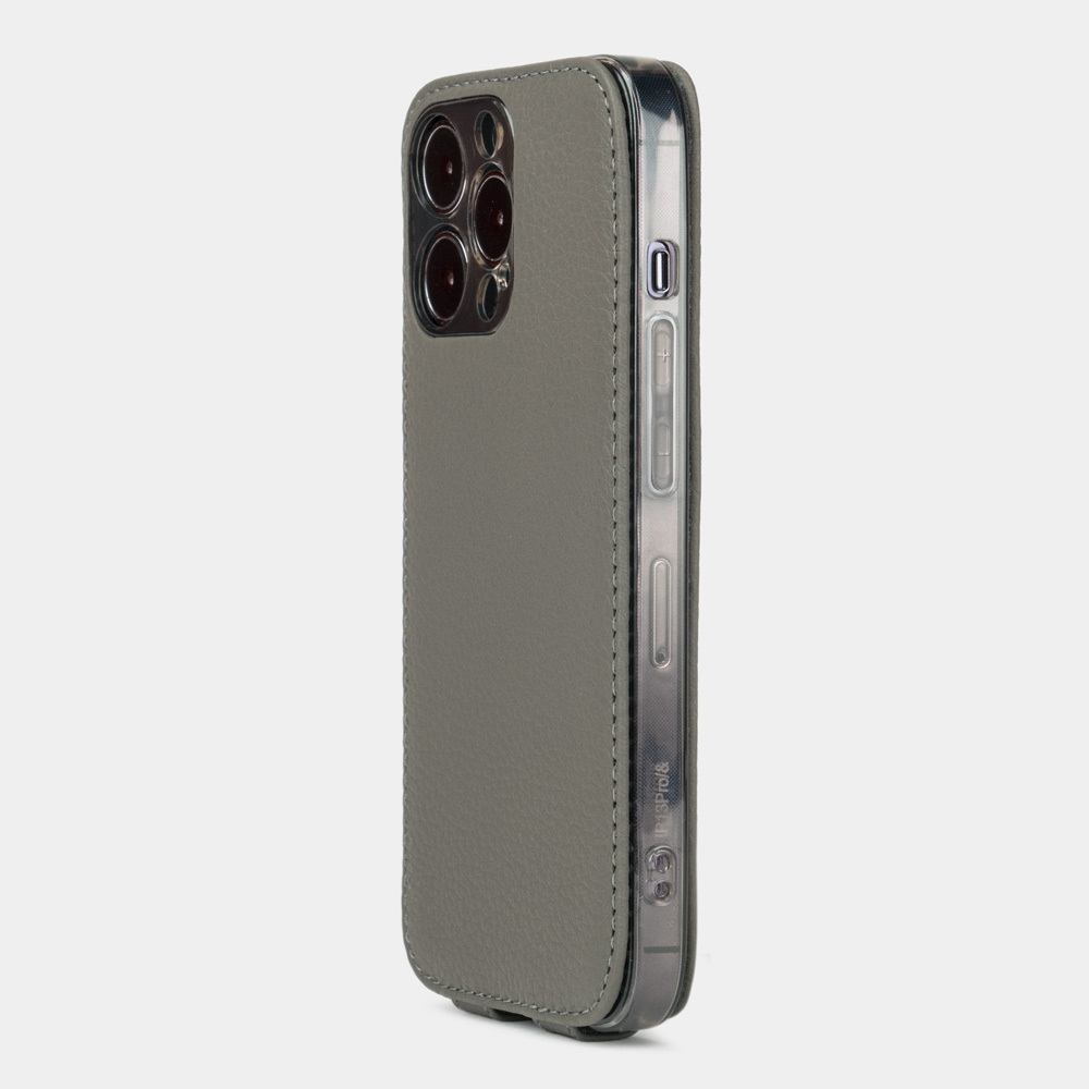 Чехол для iPhone 13 Pro из кожи теленка, серого цвета