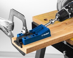 ЗУБР два отверстия, в кейсе, двойной кондуктор для глухих отверстий, Профессионал (30091)