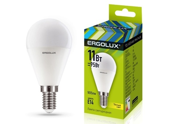 Лампа Ergolux LED-G45-11W-E14-4K (холодный свет)