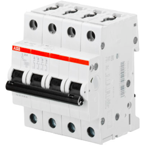 Автоматический выключатель 4-полюсный 6 А, тип C, 6 кА S204 C6. ABB. 2CDS254001R0064