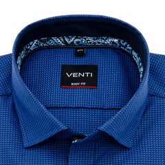 Рубашка Venti Body Fit 193279900-100 синяя из фактурной ткани