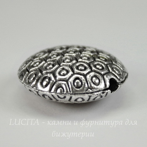 Бусина металлическая круглая плоская 19х8 мм (цвет - античное серебро)