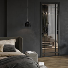 Алюминиевая дверь 5AG чёрная матовая RAL9005 остеклённая