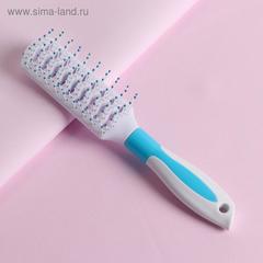 Расчёска массажная, вентилируемая, 5 × 23,5 см, цвет белый/голубой