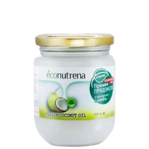 Кокосовое масло Econutrena холодного отжима 200 мл (нерафинированное)