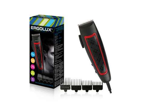 Машинка для стрижки волос Ergolux ELX-HC04-C43 черный/красный