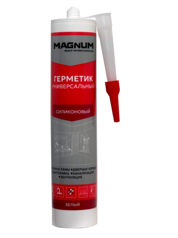 Герметик УНИВЕРСАЛЬНЫЙ силиконовый MAGNUM белый, 280мл (уп - 24шт)