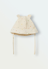 Панамка из муслина (цветной горошек на молочном)