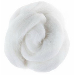 Шерсть для валяния "ПЕХОРКА", полутонкая шерсть 50г, 01 белый