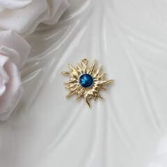 Подвеска Солнце с эмалью, синий, 22*23 мм, позолота, П1029