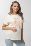 Футболка для беременных 13759 ваниль принт Моне персик
