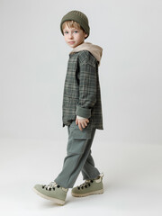 рубашка  для мальчика  КР 302780/пряный базилик,клетка к650