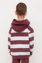 джемпер  для мальчика  КР 302693/красно-коричневый,полоска к536