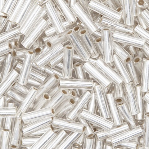 Японский бисер TOHO Bugle (стеклярус) 6mm (№21F), с внутренним серебрением, прозрачный матовый