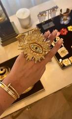 Кольцо Глаз/EYE blue/yellow с кристаллами в стиле Schiaparelli